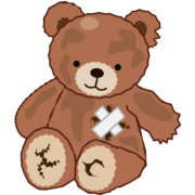 ボロボロになったクマのぬいぐるみのイラスト