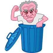 ゴミ扱いするんじゃねー！と怒っている爺さんのイラスト