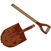 柄が折れて壊れた錆スコップのイラスト
