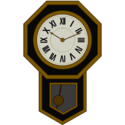 昔風の振り子式壁掛け時計のイラスト