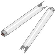 ふたつに割れた蛍光管のイラスト