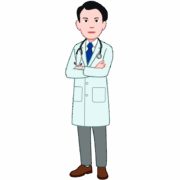 キリリとしたハンサムな若い男性医師のイラスト