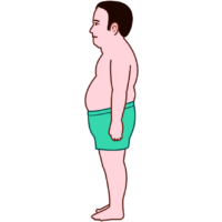 メタボな中年男性の横向きのイラスト