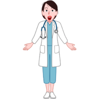 ビックリ仰天している若い女性医師のイラスト