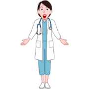 ビックリ仰天している若い女性医師のイラスト