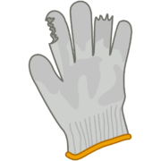 使用限度を越えて破れた軍手のイラスト