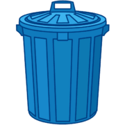 ガラクタ類を捨てるゴミ箱のイラスト