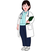 ぽっちゃり太った優しそうな女性医師のイラスト