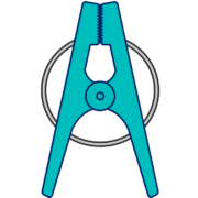 青色のシンプルでかわいい洗濯ばさみのイラスト