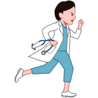 急変した患者のもとへ急ぐ女性医師のイラスト