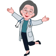 嬉しさのあまり小躍りして喜んでいるベテラン女医のイラスト