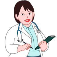 優しそうな笑顔の小太り女性医師のイラスト