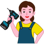 大好きな電動工具を持ったDIY女子のイラスト