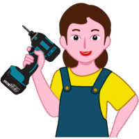 DIY女子 大好きな電動工具を持ったDIY女子のイラスト