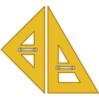 三角定規 工事現場でのタフな使用に耐えうる木製三角定規のイラスト