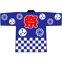 地が紺色の祭り半纏（法被）のイラスト