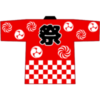 地が赤色の祭り半纏（法被）のイラスト