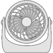 空気の流れを作って室内の温度を下げる送風機のイラスト