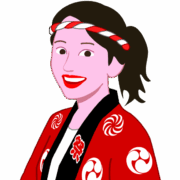 粋なお祭り女子 法被にねじり鉢巻き姿のお祭り女子のイラスト