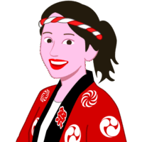 法被にねじり鉢巻き姿のお祭り女子のイラスト