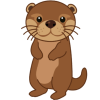 カワウソ ちょこんと立っている可愛いカワウソのイラスト