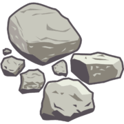 砕けて散らばっている石のかけらのイラスト