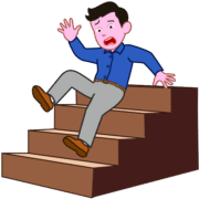 転落 階段で足を踏み外して転落しそうな男性のイラスト