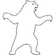 クマに注意 クマに対する「注意喚起サイン」のイラスト・白図に黒罫線