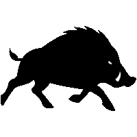 猪の突進危険「注意喚起サイン」のイラスト・図は黒ベタに白