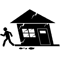 老朽家屋倒壊危険「注意喚起サイン」のイラスト・図は黒ベタ