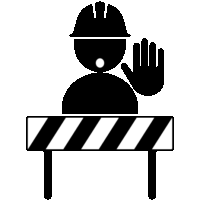 工事中につき止まれ「注意喚起サイン」のイラスト・図は黒と白