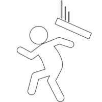 落下物危険・頭上注意の「注意喚起サイン」のイラスト・図は白ベタに黒罫線