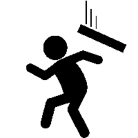 頭上注意・落下物危険の「注意喚起サイン」のイラスト・図は黒ベタ