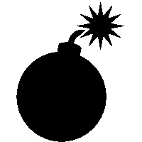 爆発物危険警告「注意喚起サイン」のイラスト・図は黒ベタ