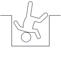 開口部に転落防止の「注意喚起サイン」のイラスト・図は白ベタに黒罫線