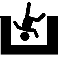 開口部に転落防止の「注意喚起サイン」のイラスト・図は黒ベタ