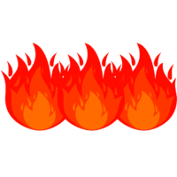 広がる炎 火の玉を三つ並べて勢いも広がりも増した炎のイラスト