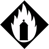 可燃物発火危険「注意喚起サイン」のイラスト・黒ベタ、図は黒と白