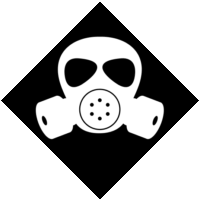 有毒ガス吸うと危険「注意喚起サイン」のイラスト・黒ベタに白抜き図