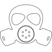 有毒ガス注意04 有毒ガス吸うと危険「注意喚起サイン」のイラスト・図は白ベタに黒線で縁取り