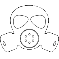 有毒ガス吸うと危険「注意喚起サイン」のイラスト・図は白ベタに黒線で縁取り