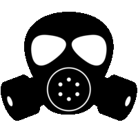 有毒ガス吸うと危険「注意喚起サイン」のイラスト・図は黒ベタ