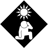 気温上昇、熱中症危険「注意喚起サイン」のイラスト・黒ベタに図は白抜き