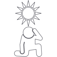 気温上昇、熱中症危険「注意喚起サイン」のイラスト・図は白ベタに黒縁取り