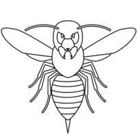 攻撃的なスズメバチに対する「注意喚起サイン」のイラスト・白図に黒罫線