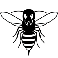 攻撃的なスズメバチに対する「注意喚起サイン」のイラスト・図は黒白ベタ