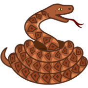 毒蛇 とぐろを巻いている危険な毒蛇のイラスト