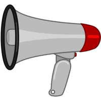 お祭り主催者必携品｜参加者に情報を伝える拡声器（メガホン）のイラスト