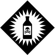 有毒注意03 有毒物質危険「注意喚起サイン」のイラスト・図は黒ベタに白抜き