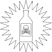 有毒物質危険「注意喚起サイン」のイラスト・図は白ベタに黒線縁取り